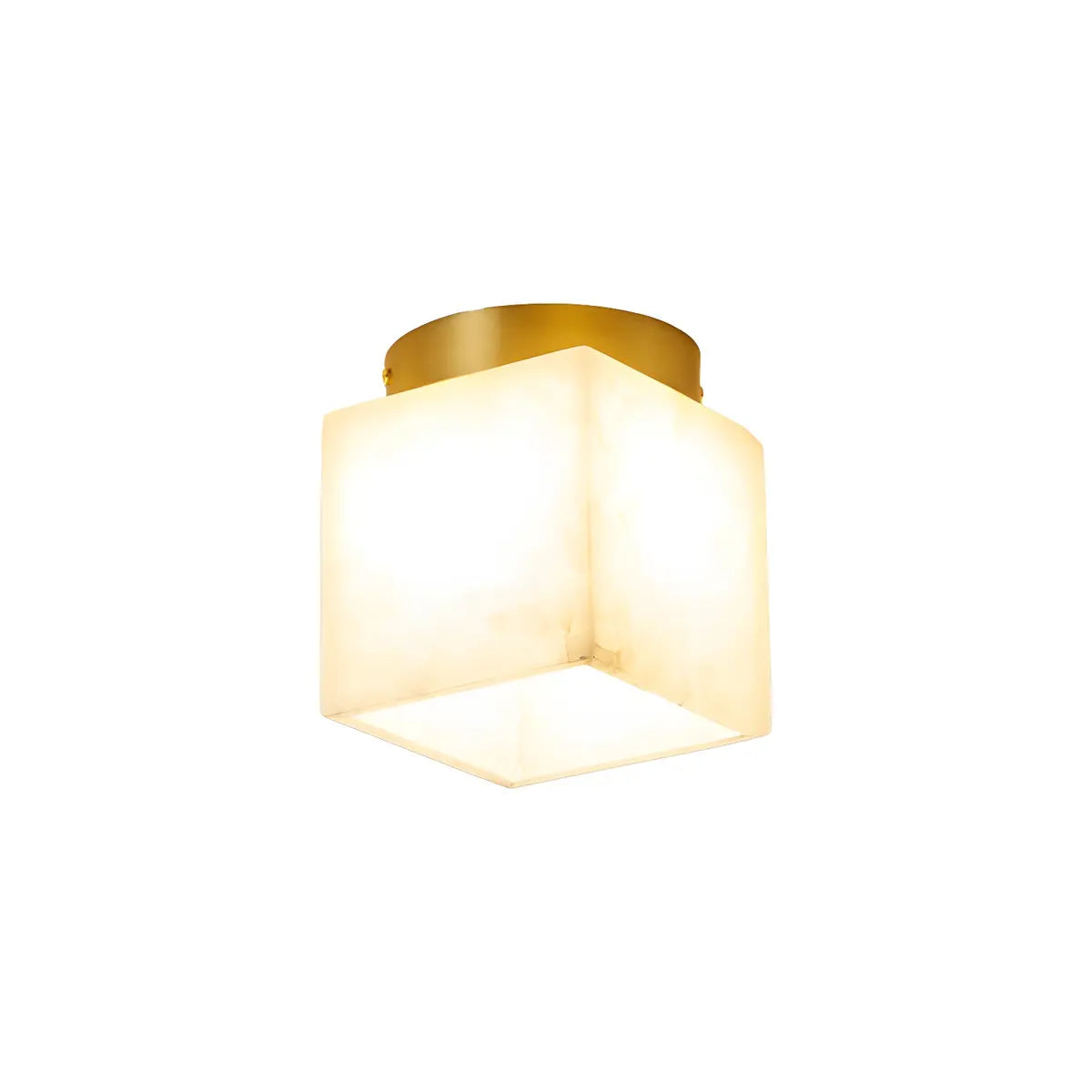 Contemporary Cube Alabaster Corridor Flush Mount Light Image - 6