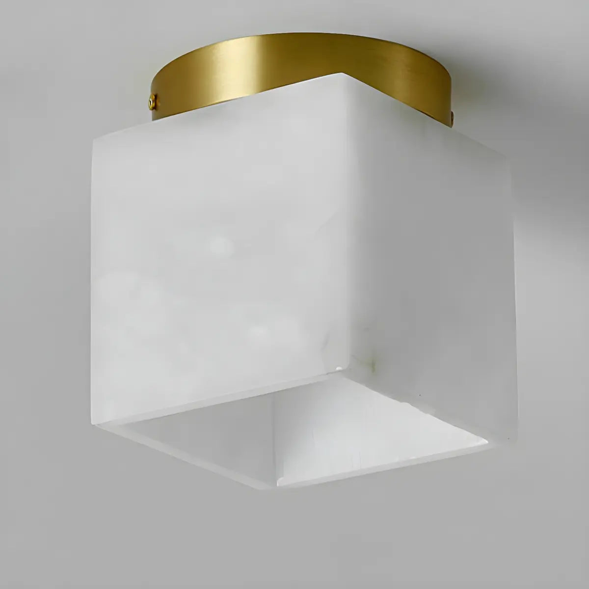 Contemporary Cube Alabaster Corridor Flush Mount Light Image - 7