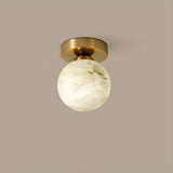 Contemporary Cube Alabaster Corridor Flush Mount Light Image - 9