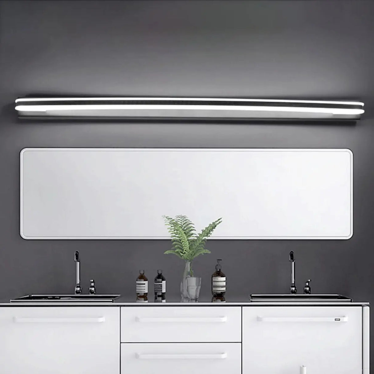 Contemporary Curved LED Bathroom Mirror Vanity Light Image - 12