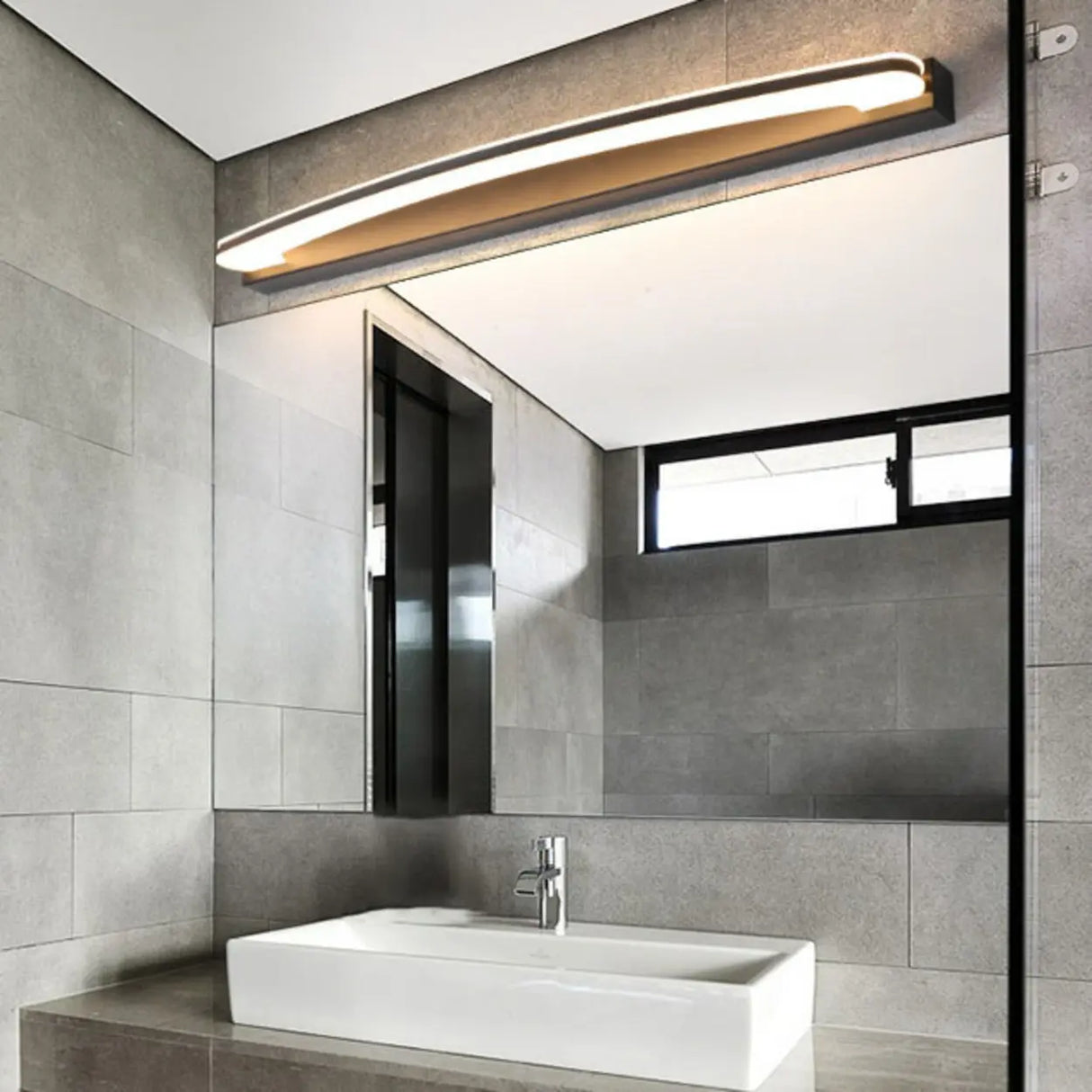 Contemporary Curved LED Bathroom Mirror Vanity Light Image - 2