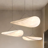 Modern White Silk Floating Shade Living Room Pendant Light Image - 2