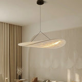 Modern White Silk Floating Shade Living Room Pendant Light Image - 3