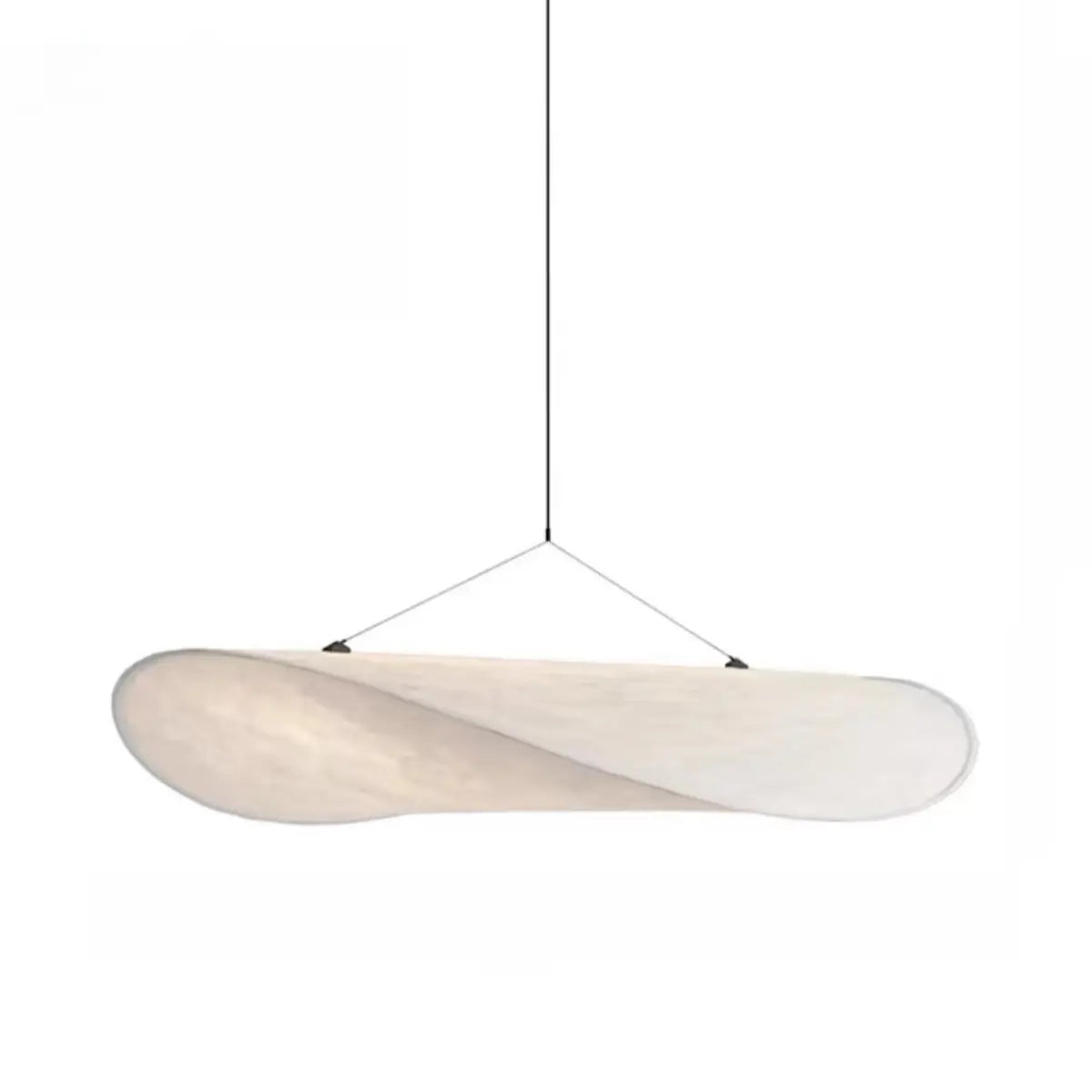 Modern White Silk Floating Shade Living Room Pendant Light Image - 4