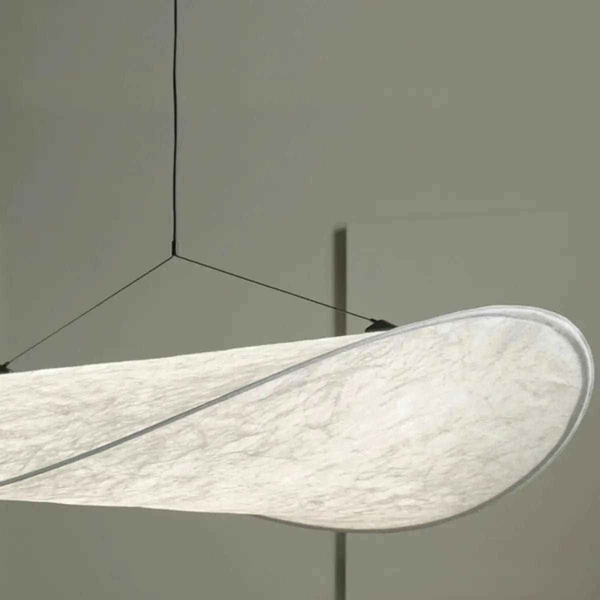 Modern White Silk Floating Shade Living Room Pendant Light Image - 8