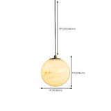 Contemporary Cylinder Alabaster Bedroom Pendant Light #size