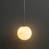 Contemporary Cylinder Alabaster Bedroom Pendant Light Image - 2