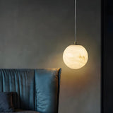 Contemporary Cylinder Alabaster Bedroom Pendant Light Image - 5