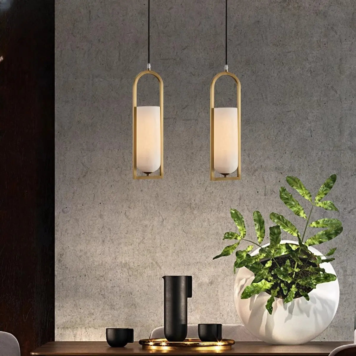 Contemporary Cylinder Alabaster Dining Room Pendant Light Image - 1