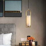 Contemporary Cylinder Alabaster Dining Room Pendant Light Image - 2