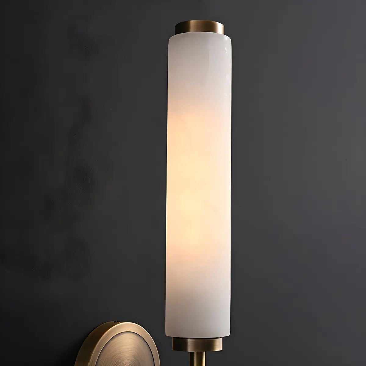 Contemporary Cylinder Alabaster Gold Bedside Wall Sconce Image - 11