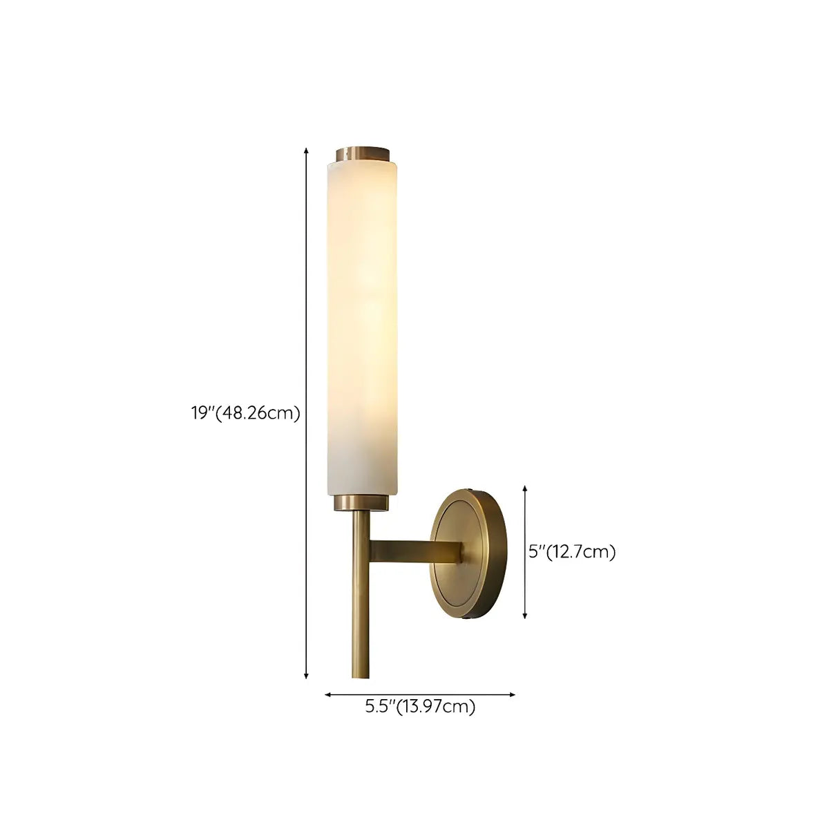 Contemporary Cylinder Alabaster Gold Bedside Wall Sconce 