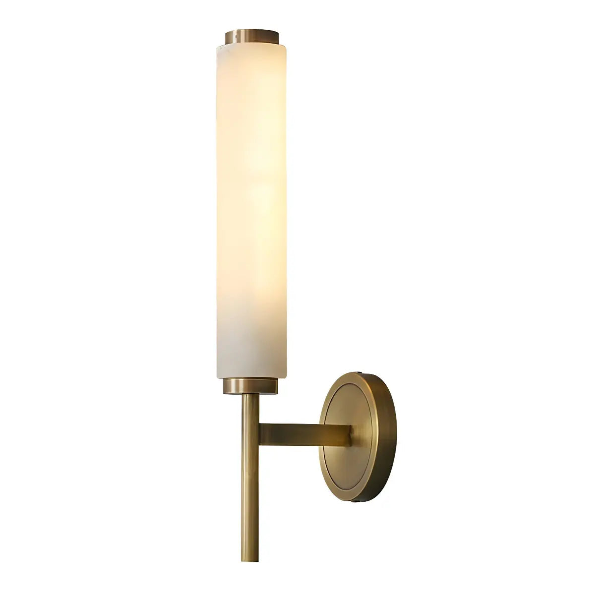 Contemporary Cylinder Alabaster Gold Bedside Wall Sconce Image - 5