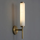 Contemporary Cylinder Alabaster Gold Bedside Wall Sconce Image - 6