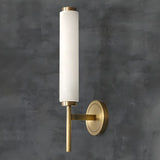 Contemporary Cylinder Alabaster Gold Bedside Wall Sconce Image - 8