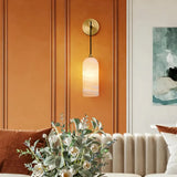 Contemporary Cylinder Bedroom Alabaster Mini Wall Lamp Image - 10