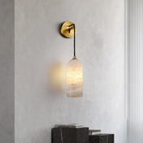 Contemporary Cylinder Bedroom Alabaster Mini Wall Lamp Image - 2