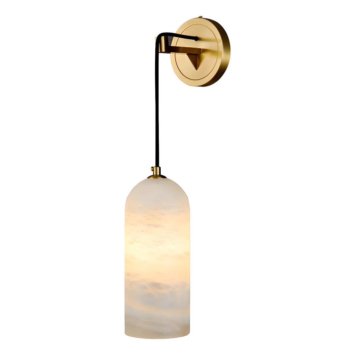 Contemporary Cylinder Bedroom Alabaster Mini Wall Lamp Image - 5