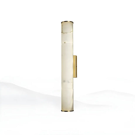 Contemporary Cylinder Marble Alabaster LED White Wall Sconce Image - 2