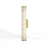 Contemporary Cylinder Marble Alabaster LED White Wall Sconce Image - 3