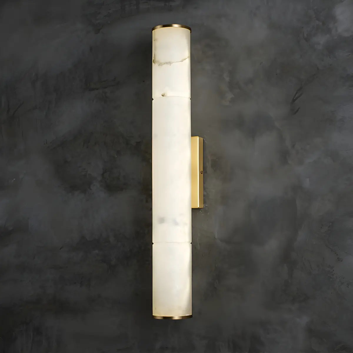 Contemporary Cylinder Marble Alabaster LED White Wall Sconce Image - 4