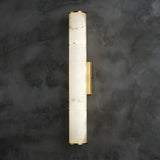 Contemporary Cylinder Marble Alabaster LED White Wall Sconce Image - 4