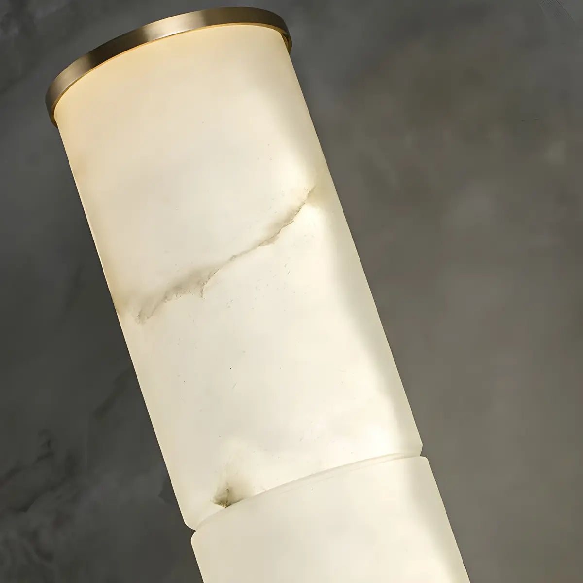 Contemporary Cylinder Marble Alabaster LED White Wall Sconce Image - 7