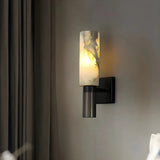 Contemporary Cylinder Marble Alabaster Mini Wall Lamp Image - 1