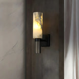 Contemporary Cylinder Marble Alabaster Mini Wall Lamp Image - 11