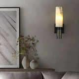 Contemporary Cylinder Marble Alabaster Mini Wall Lamp Image - 2