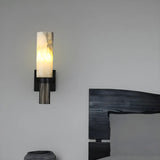 Contemporary Cylinder Marble Alabaster Mini Wall Lamp Image - 3