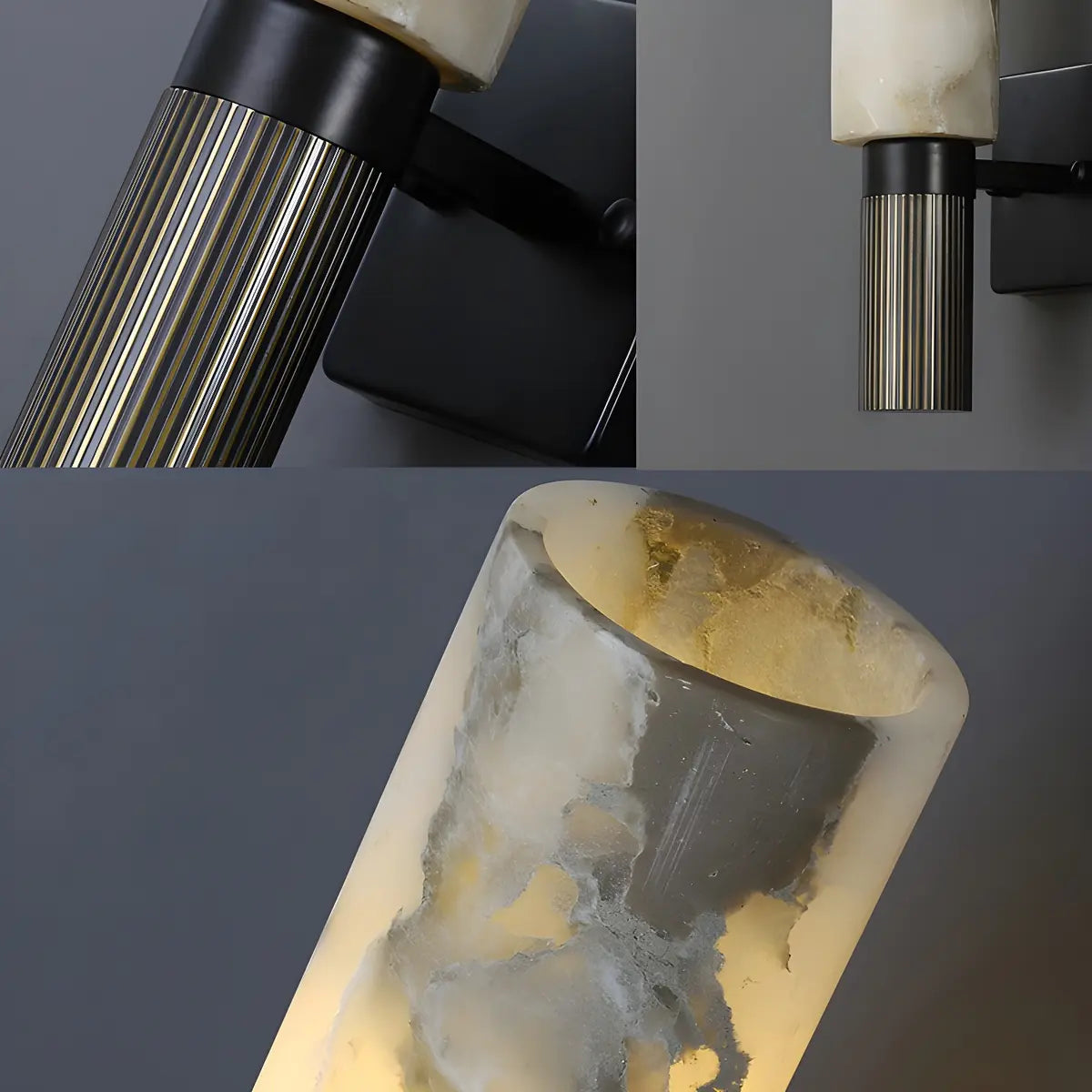 Contemporary Cylinder Marble Alabaster Mini Wall Lamp Image - 4