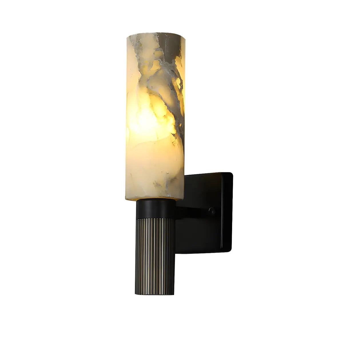 Contemporary Cylinder Marble Alabaster Mini Wall Lamp Image - 5