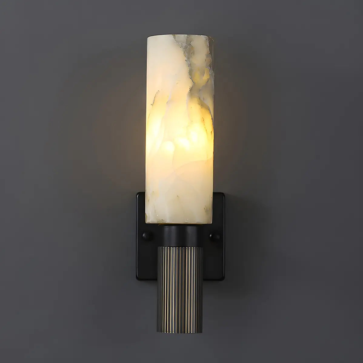 Contemporary Cylinder Marble Alabaster Mini Wall Lamp Image - 7