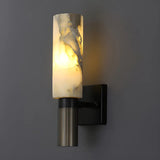 Contemporary Cylinder Marble Alabaster Mini Wall Lamp Image - 8