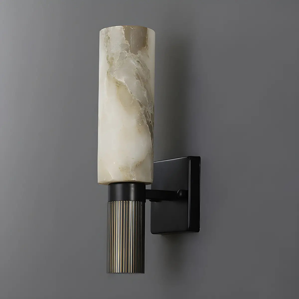 Contemporary Cylinder Marble Alabaster Mini Wall Lamp Image - 9