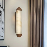 Contemporary Cylindrical White Alabaster Wall Sconce Image - 1