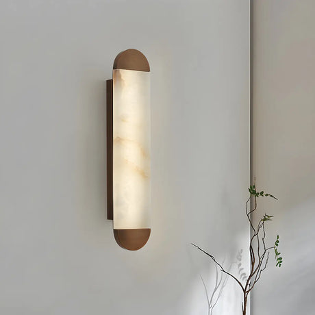 Contemporary Cylindrical White Alabaster Wall Sconce Image - 2