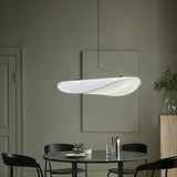 Contemporary Dining Room White Curved Fabric Pendant Light Image - 3