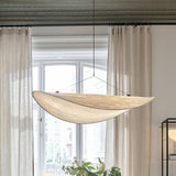 Contemporary Dining Room White Curved Fabric Pendant Light Image - 4