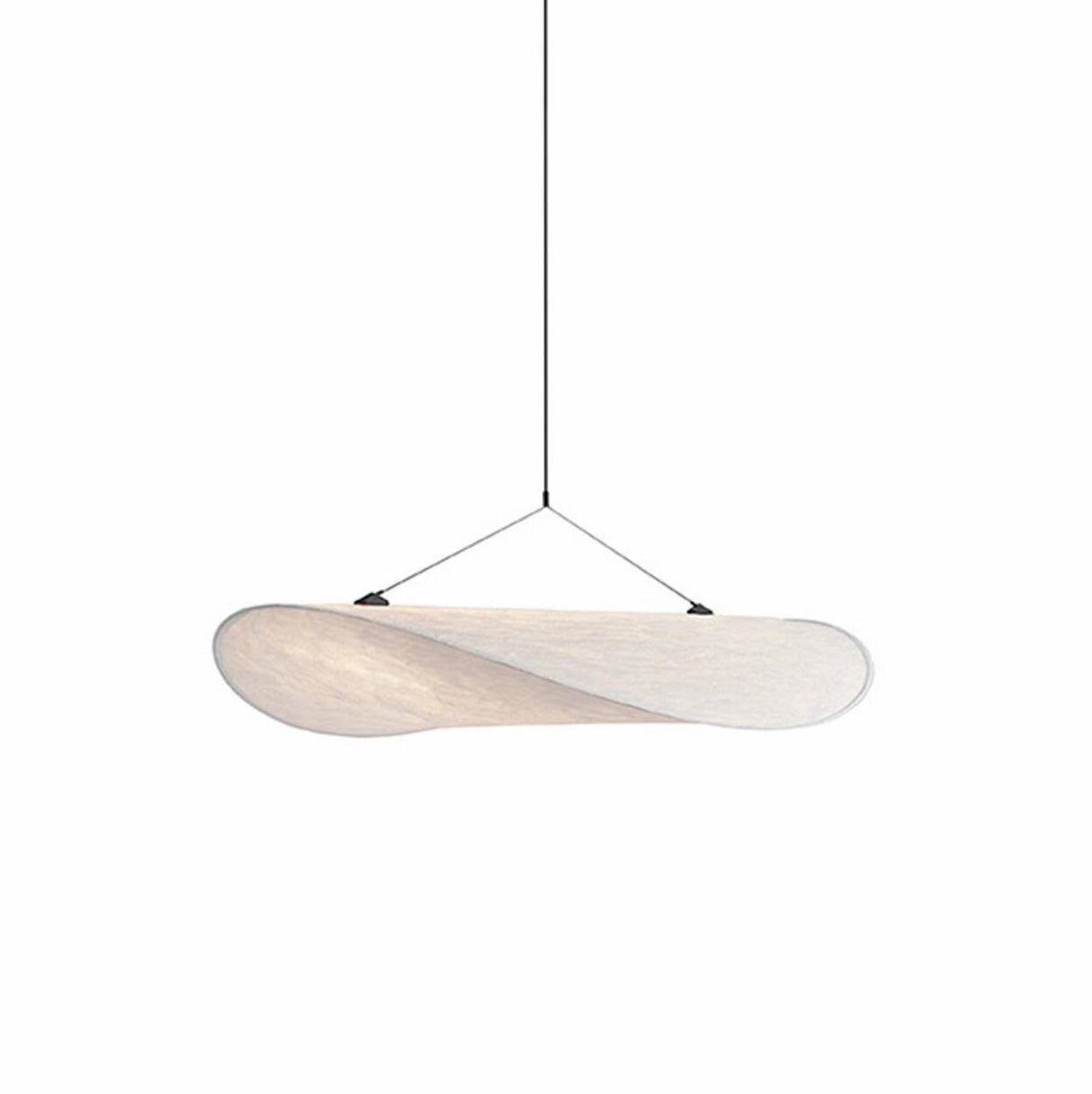 Contemporary Dining Room White Curved Fabric Pendant Light Image - 5