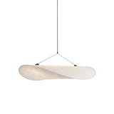 Contemporary Dining Room White Curved Fabric Pendant Light Image - 6