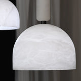 Contemporary Dome Alabaster Bedroom White Pendant Light Image - 10