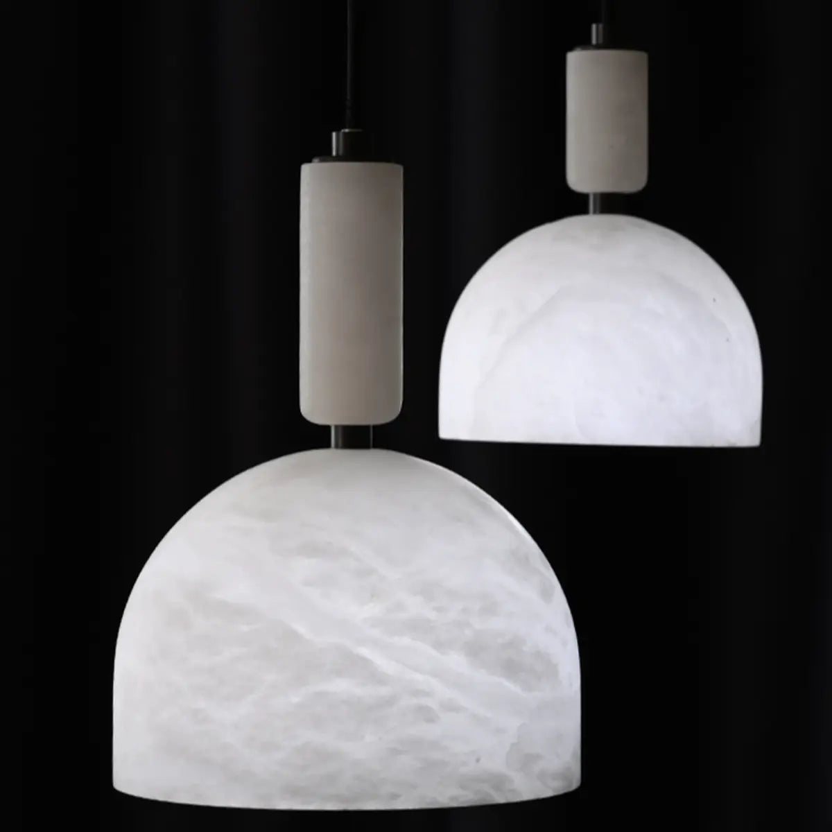 Contemporary Dome Alabaster Bedroom White Pendant Light Image - 12