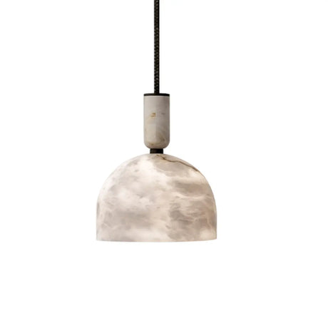 Contemporary Dome Alabaster Bedroom White Pendant Light Image - 2