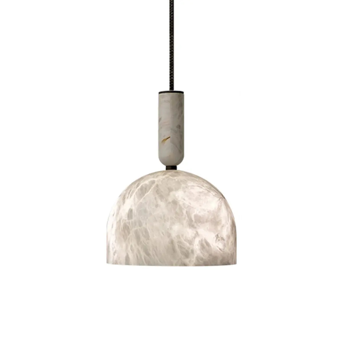 Contemporary Dome Alabaster Bedroom White Pendant Light Image - 3