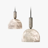 Contemporary Dome Alabaster Bedroom White Pendant Light Image - 7