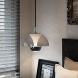 Contemporary Dome Bedroom Black LED Dimming Pendant Light Image - 1