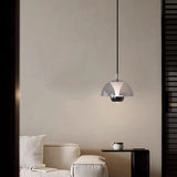 Contemporary Dome Bedroom Black LED Dimming Pendant Light Image - 12