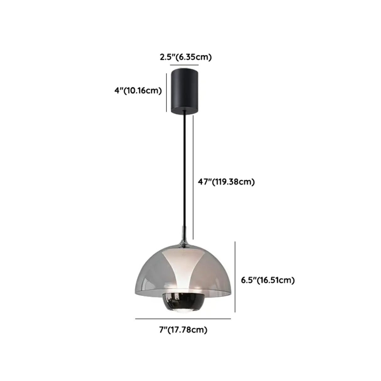 Contemporary Dome Bedroom Black LED Dimming Pendant Light 